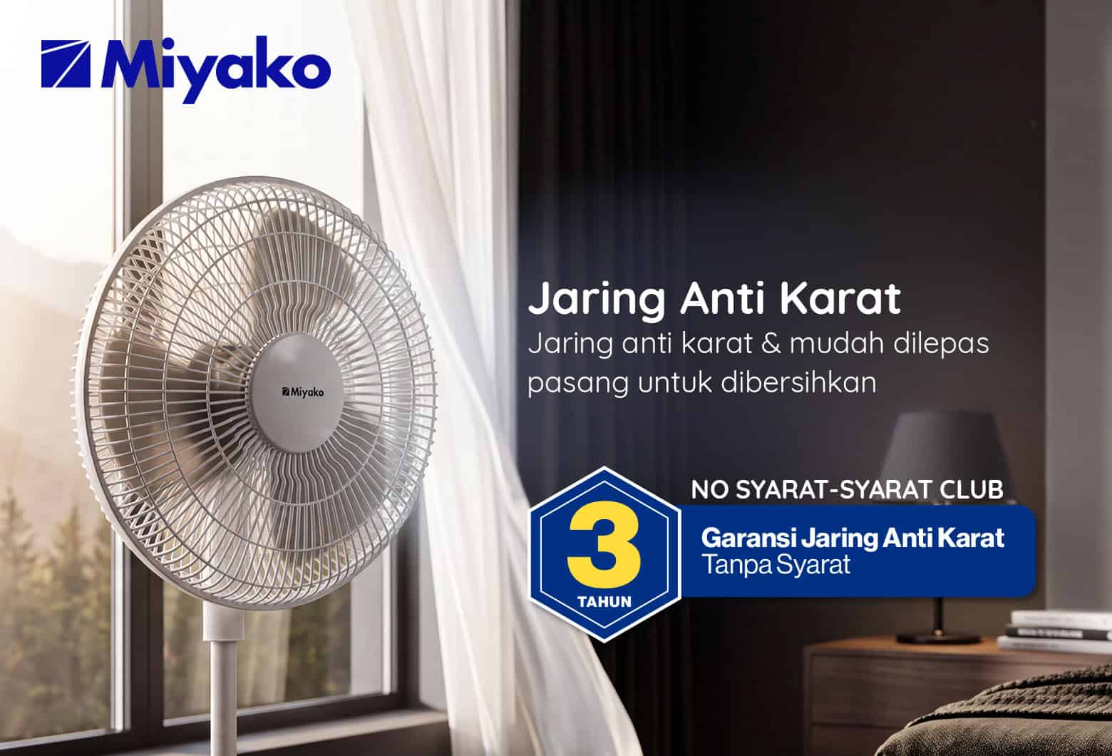 Kipas angin Miyako jaring anti-karat